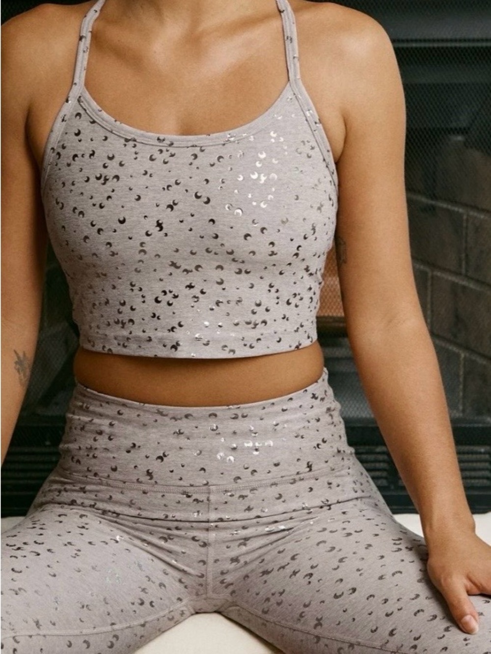 Moon & Star Tan Sequin Yoga Set